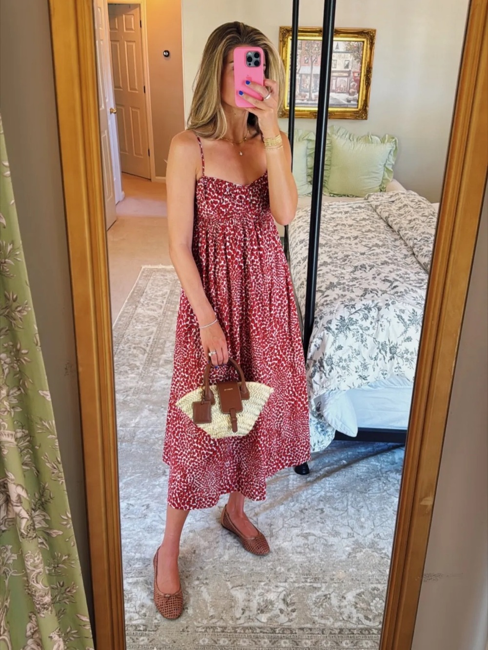J. Crew | NWT Empire Waist Midi Dress in Strawberry Swirl Medium